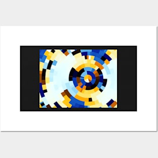 Blue white concentric rings Posters and Art